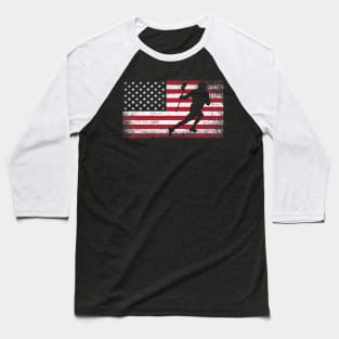 Lacrosse 4th of July American Flag Patriotic USA  Boys Baseball T-Shirt